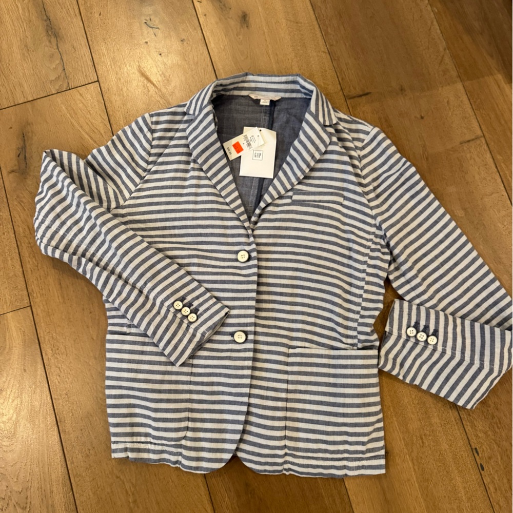 GAP Blue and White Striped Blazer